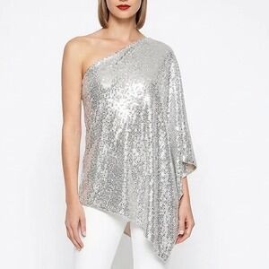 Tyche Poncho Womens Medium Multi Sequins One Shoulder Pullover Cocktail & Party